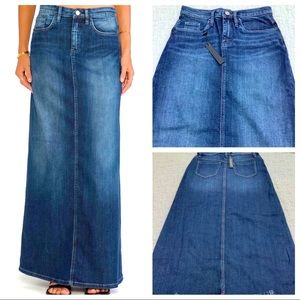 XXS/XS 24” Waist NWT Denim Jean Maxi Slit Back Maxi Long Skirt